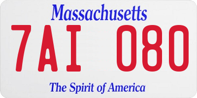 MA license plate 7AI080