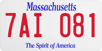 MA license plate 7AI081