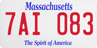 MA license plate 7AI083