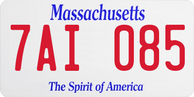 MA license plate 7AI085