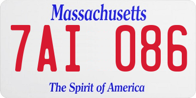 MA license plate 7AI086