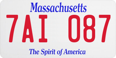 MA license plate 7AI087