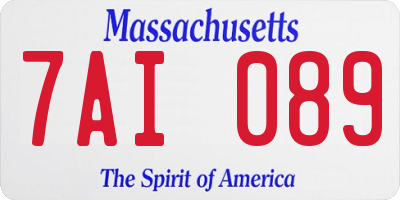 MA license plate 7AI089