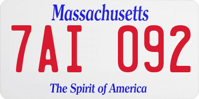 MA license plate 7AI092
