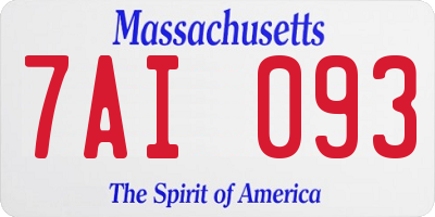 MA license plate 7AI093