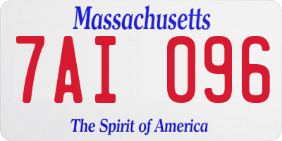 MA license plate 7AI096
