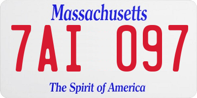 MA license plate 7AI097