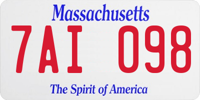 MA license plate 7AI098