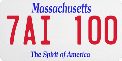 MA license plate 7AI100