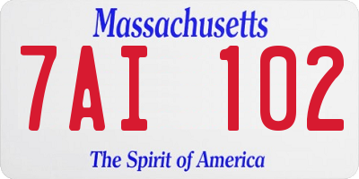 MA license plate 7AI102