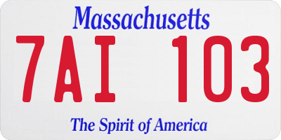 MA license plate 7AI103