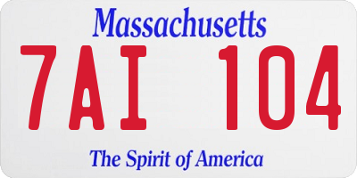 MA license plate 7AI104