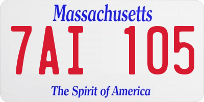 MA license plate 7AI105