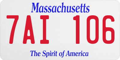 MA license plate 7AI106