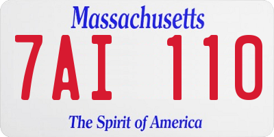 MA license plate 7AI110