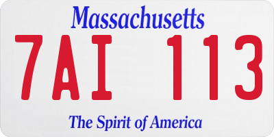 MA license plate 7AI113
