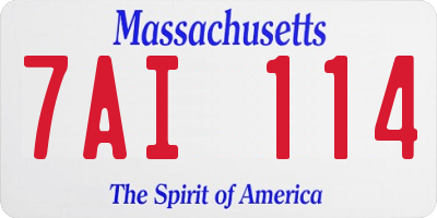 MA license plate 7AI114