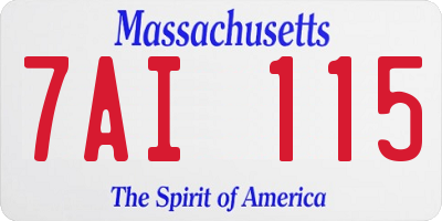 MA license plate 7AI115
