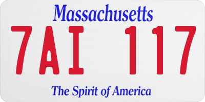 MA license plate 7AI117