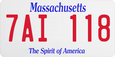 MA license plate 7AI118