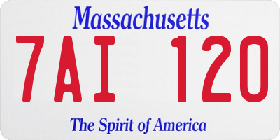 MA license plate 7AI120