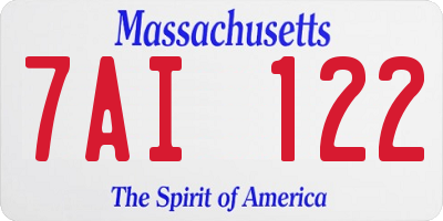 MA license plate 7AI122