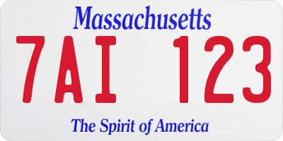 MA license plate 7AI123