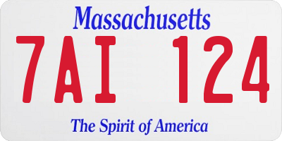 MA license plate 7AI124