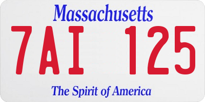 MA license plate 7AI125