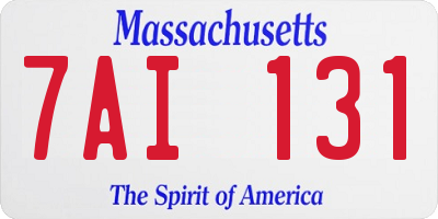 MA license plate 7AI131