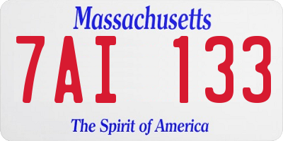 MA license plate 7AI133