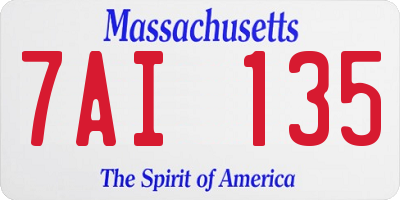 MA license plate 7AI135