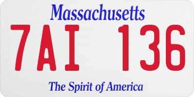 MA license plate 7AI136