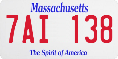 MA license plate 7AI138
