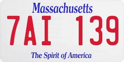 MA license plate 7AI139
