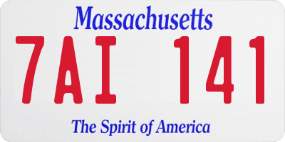 MA license plate 7AI141