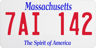 MA license plate 7AI142