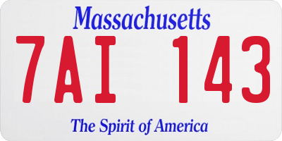 MA license plate 7AI143