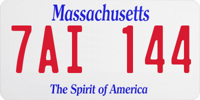 MA license plate 7AI144