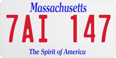 MA license plate 7AI147