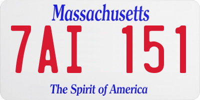 MA license plate 7AI151