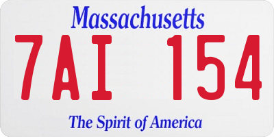 MA license plate 7AI154