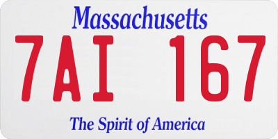 MA license plate 7AI167