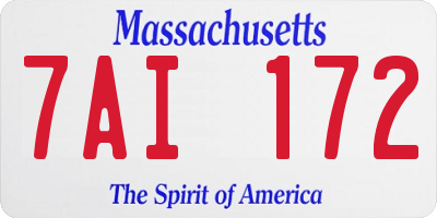 MA license plate 7AI172