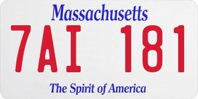 MA license plate 7AI181