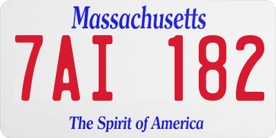 MA license plate 7AI182