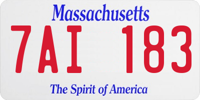 MA license plate 7AI183