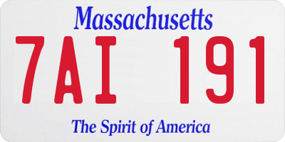 MA license plate 7AI191