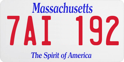 MA license plate 7AI192