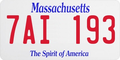 MA license plate 7AI193